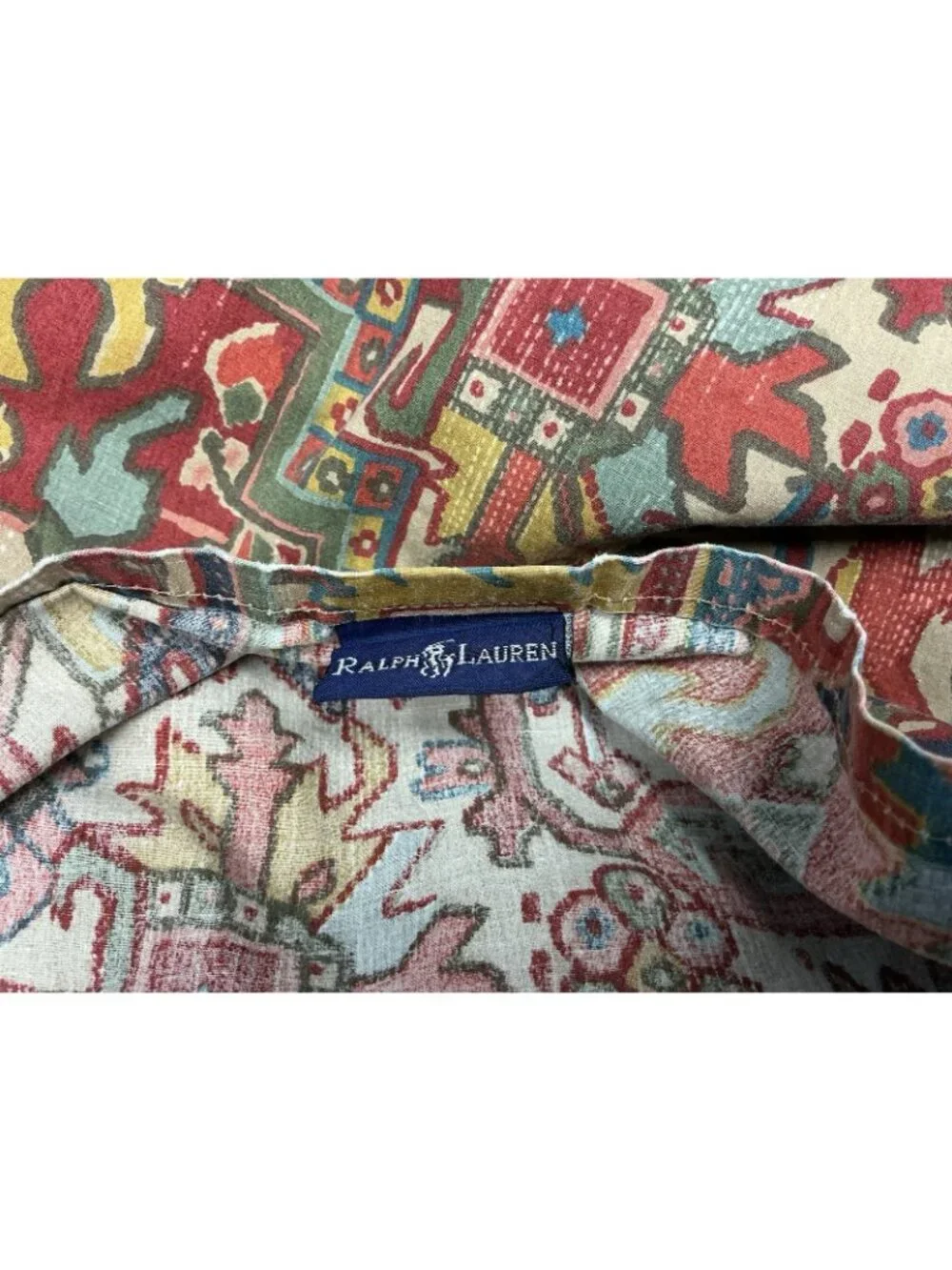 Ralph Lauren Oxfordshire Queen Flat Sheet 2 Pillowcases Vintage 1990's
